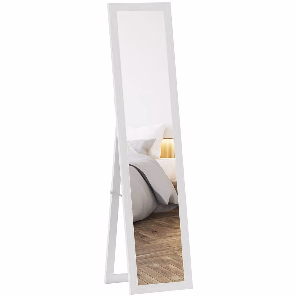 HOMCOM Full Length Rectangular Mirror with Wood Frame in White, W: 37 cm, H: 157 cm – 2