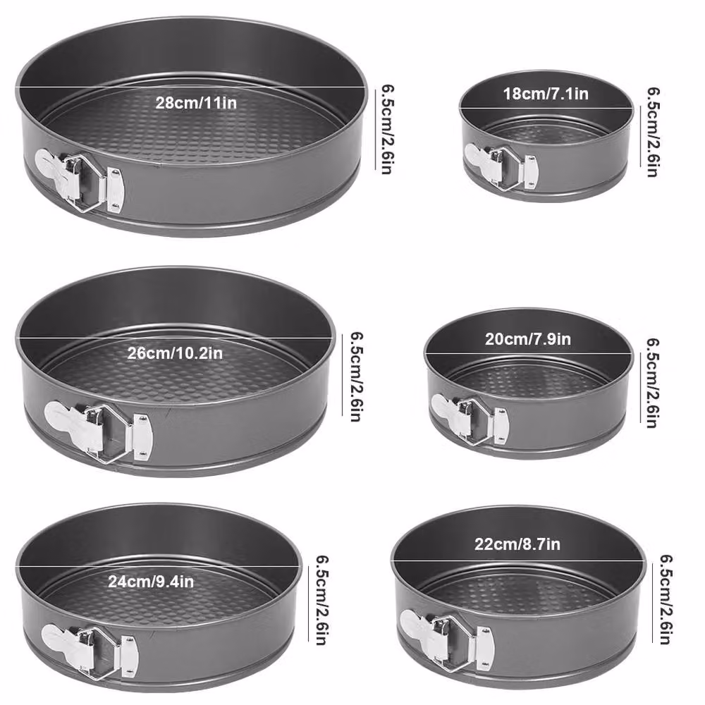 NESTLUNE Set of 6 Non-Stick Round Springform Cake Tins, Grey, Diameter: 15 cm – 2