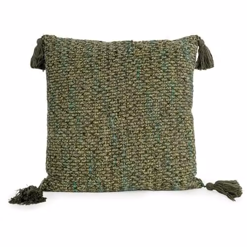 Madison & Mayfair Olive Green Tassel Cushion, W/D/H: 45 x 45 x 45 cm