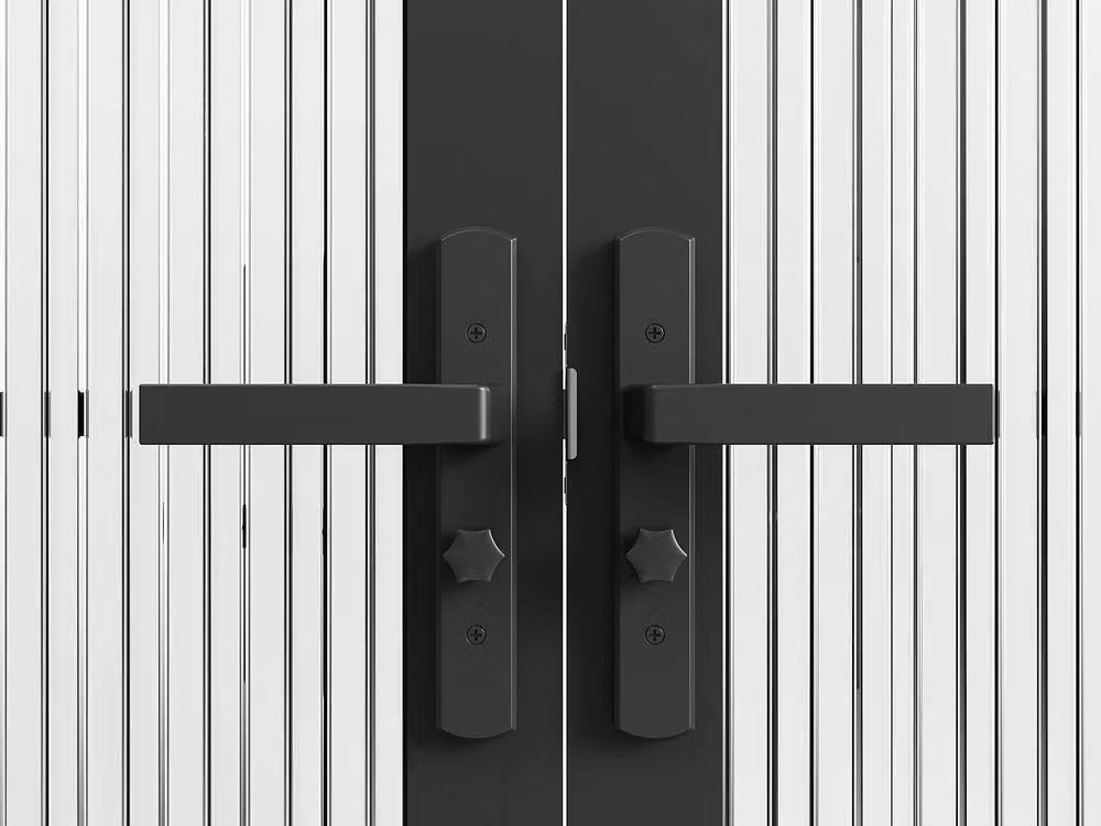 Vente-unique Reversible Modern Swinging Door Block in Black with Aluminium and Textured Glass – 3