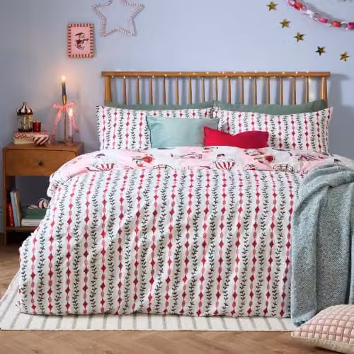 Riva Home North Pole Reversible Striped Duvet Cover Set in Pink, W/H: 137 x 200 cm