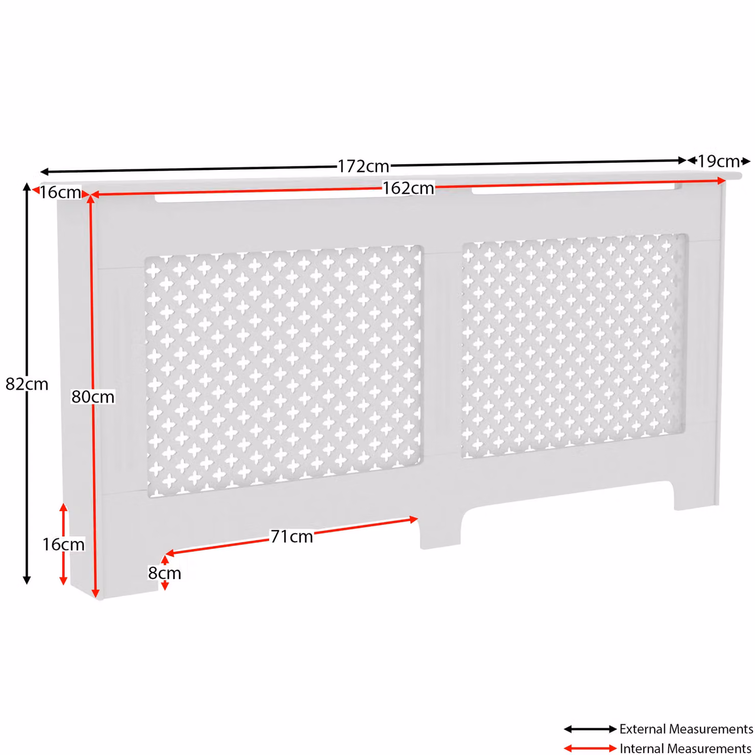 Vida Designs Oxford MDF Radiator Cover, Extra Large, White, W: 82.0 cm, H: 172.0 cm, D: 19.0 cm – 2