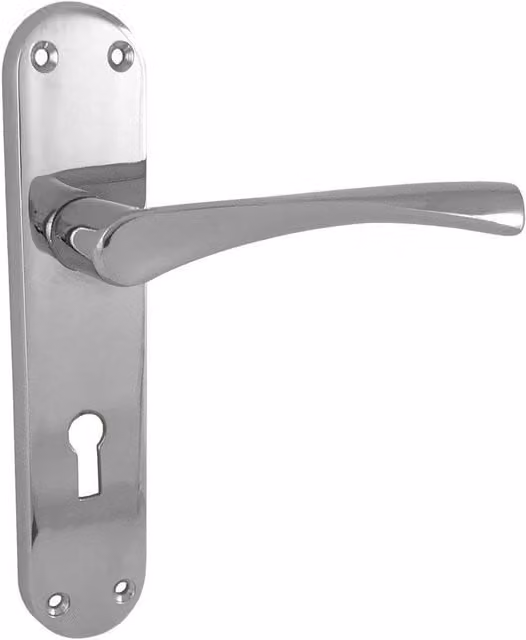 Golden Grace Chrome Lever Lock Door Handles on Backplate