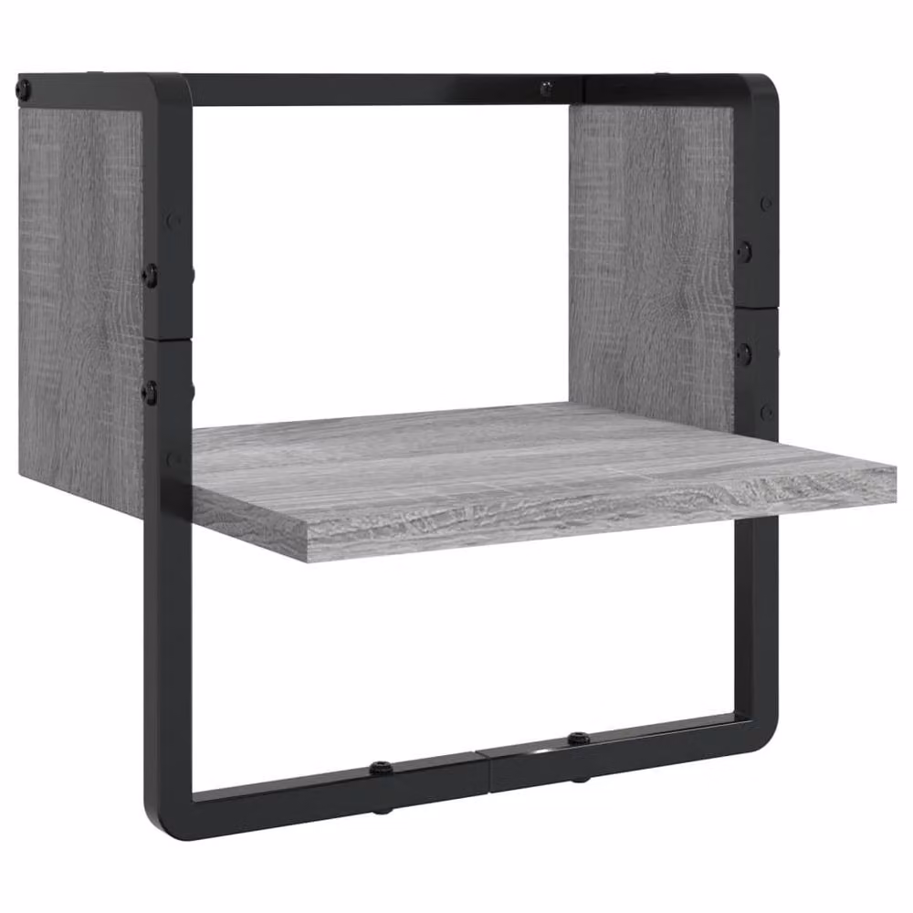 Berkfield Home 4 Piece Grey Sonoma Engineered Wood Wall Shelf Set with Hanging Rods – 5