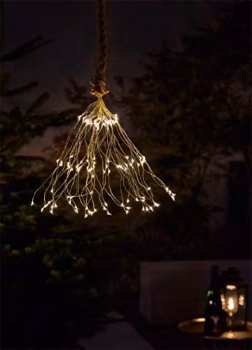 Luxform Battery Operated Warm White LED Hemp Rope Branch Light with Timer, Brown, IP44