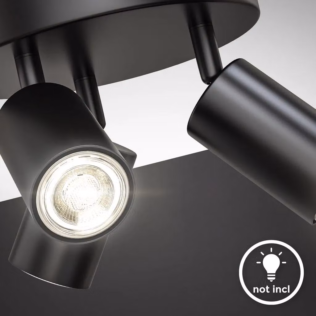 B.K.Licht Black Metal Ceiling Spotlight with 3 Adjustable GU10 Sockets – 8