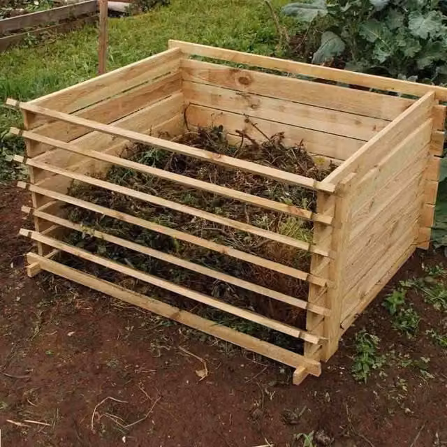 Primrose 718L Easy Load Slatted Wooden Outdoor Compost Bin in Beige – 1