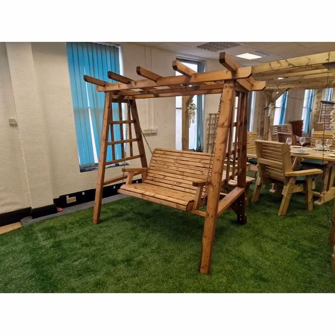 Churnet Valley Garden Furniture Ltd 2 Seat Valley Swing Seat in Brown with Weatherproof Cushions – 2