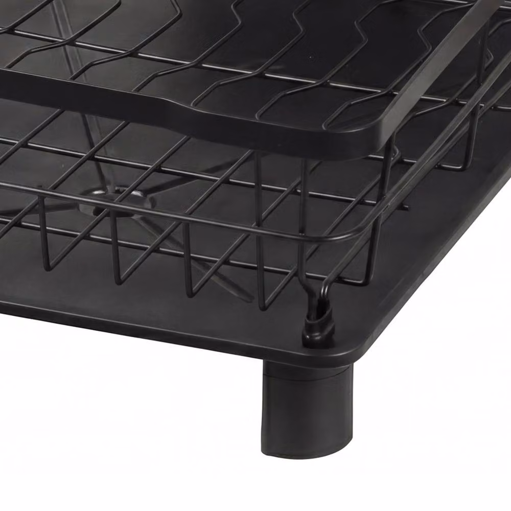 Toque Black Steel Dish Drainer Rack with Drip Tray and Cutlery Holder – 5