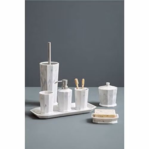 Orsina Riviera Marble Effect Soap Dish in Grey and White – 3