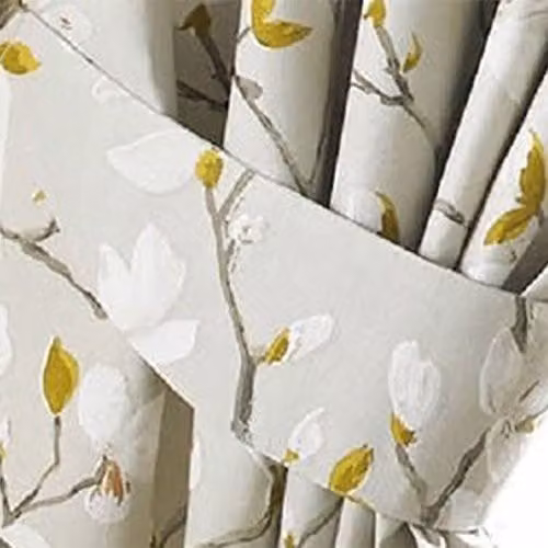 Homescapes Anita Floral Tie Back Pair in Yellow and Beige – 2