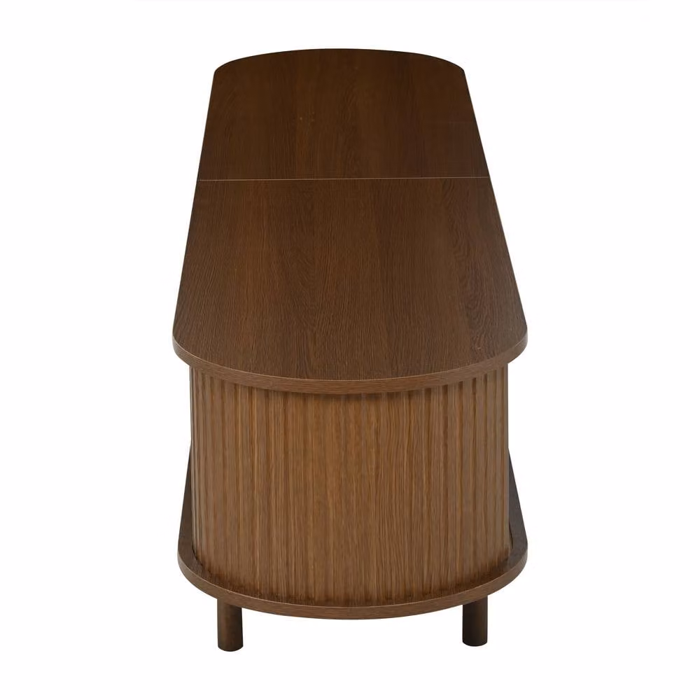 ModernLuxe Modern TV Cabinet with Rattan Design and Roll-up Doors in Brown, W/D/H: 180 x 40 x 40 cm – 7