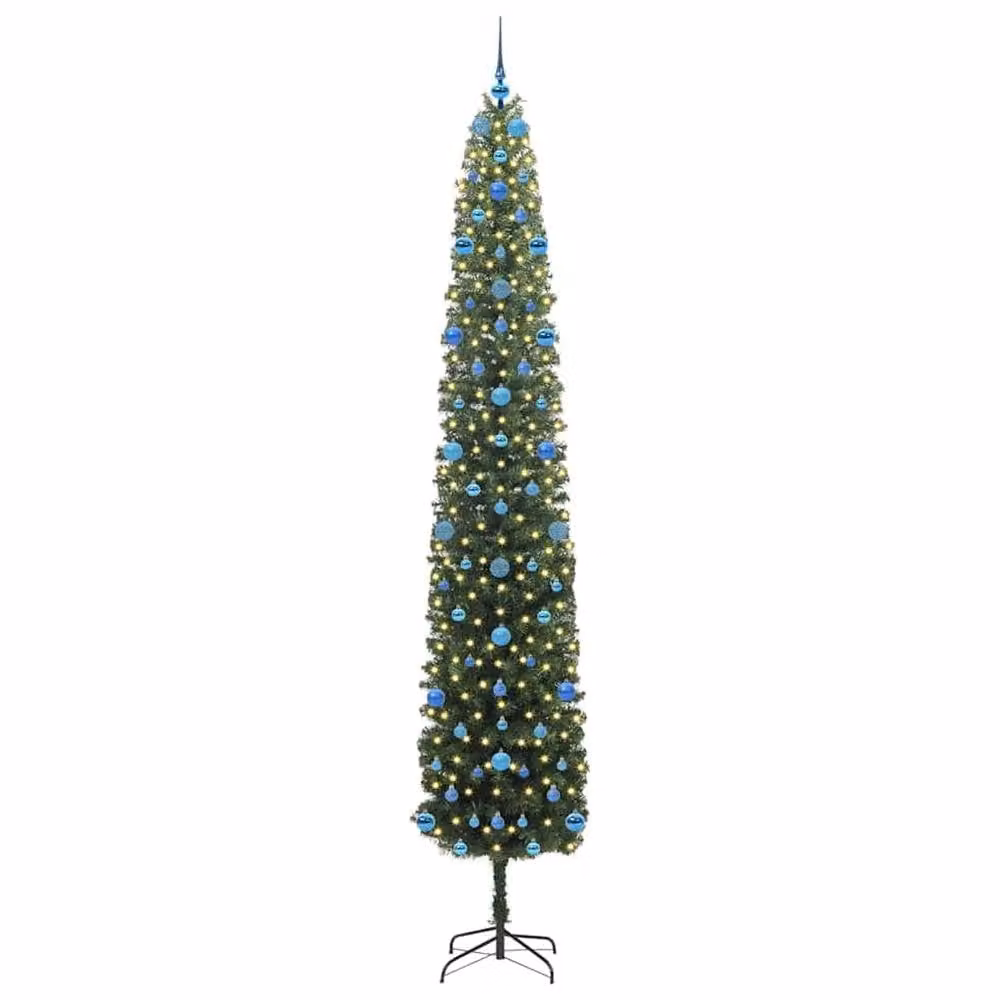 Berkfield Home Artificial Green Christmas Tree with 300 Warm White LEDs and Stand, Height: 270 cm – 3