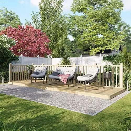 Powersheds Premium Wooden Decking Kit with Hand Rails in Brown