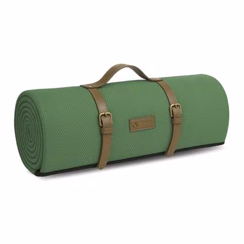 Voyager Green Herringbone Picnic Blanket, W/D/H: 200 x 200 x 200 cm, Waterproof and Sandproof Foldable Outdoor Mat with Carry Handle