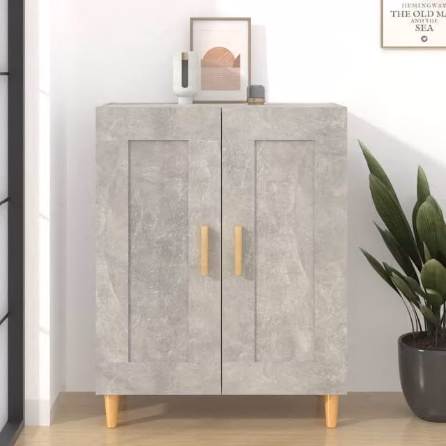 Berkfield Home Sideboard in Concrete Grey, W/D/H: 69.5 x 34 x 90 cm