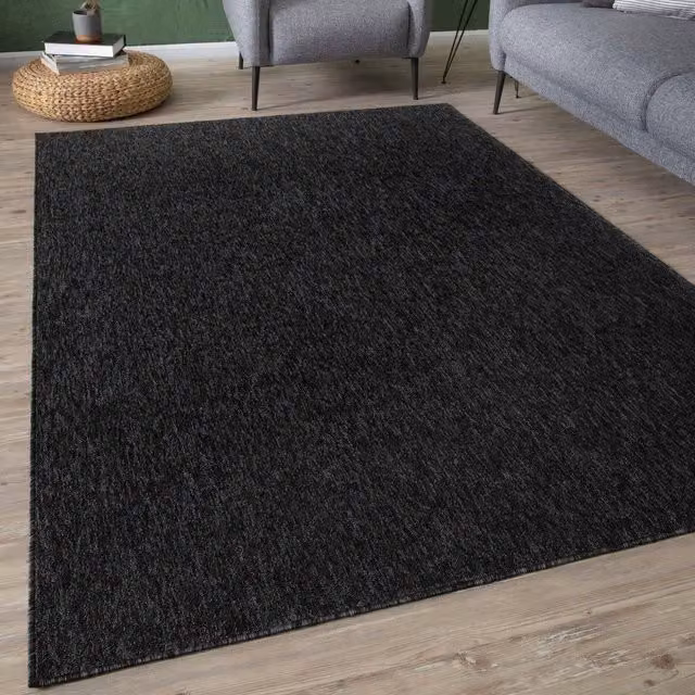 THE RUGS Flex Collection Solid Design Low Pile Living Room Rug in Dark Grey, W/D/H: 80 x 300 cm – 1