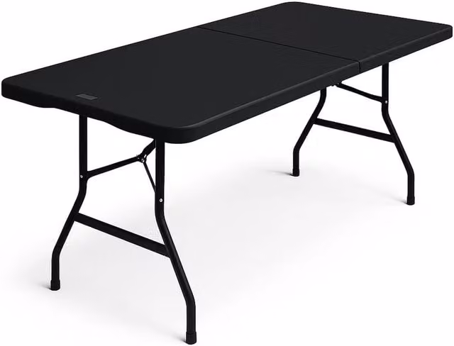 VOGREX Black and White 6ft Folding Trestle Table