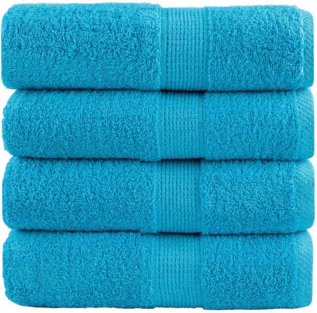 Berkfield Home SOLUND Premium Cotton Terry Guest Towels, 4 Pack, Turquoise Blue, W: 30 cm x H: 50 cm, 600 gsm