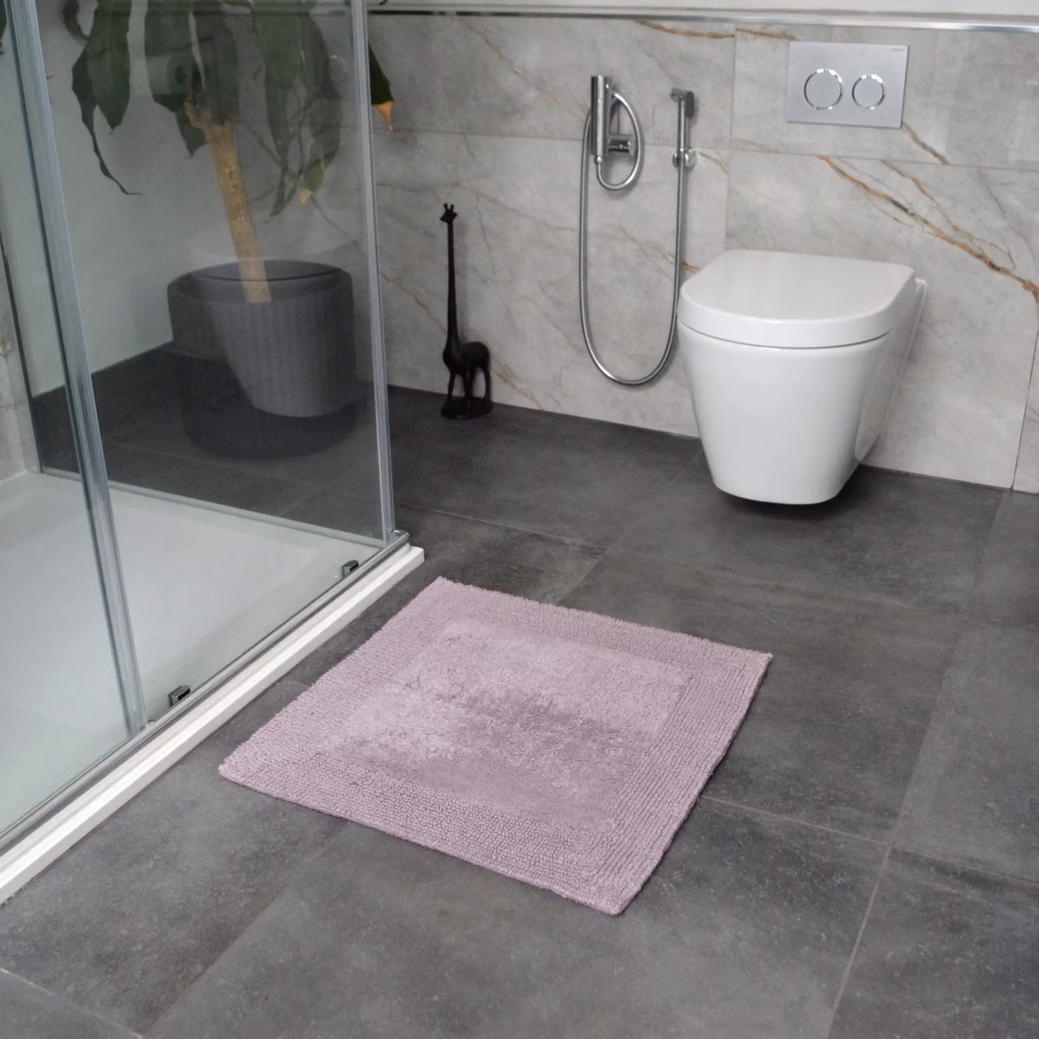 Allure Bath Fashions Reversible Heavyweight Cotton Square Shower Mat, Purple, W/D/H: 55 x 55 x 0.5 cm – 2