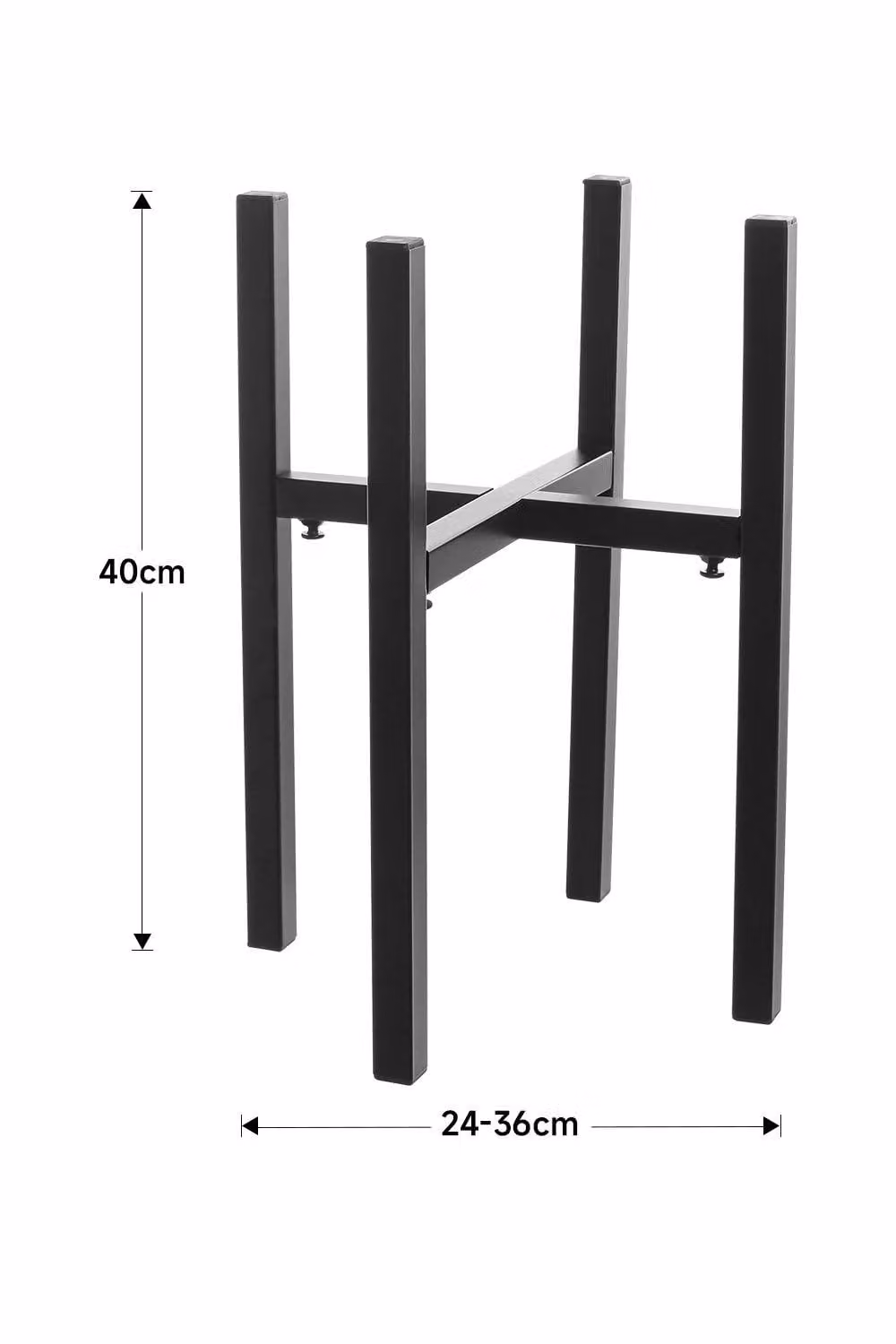 Living and Home Black Metal Adjustable Telescopic Plant Stand and Detachable Flower Pot Holder – 1