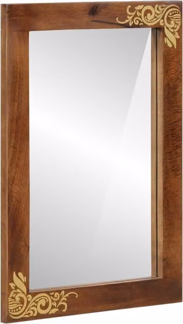 Berkfield Home Classic Rectangular Wall Mirror in Brown Solid Wood, W: 50 cm, H: 70 cm, D: 3 cm