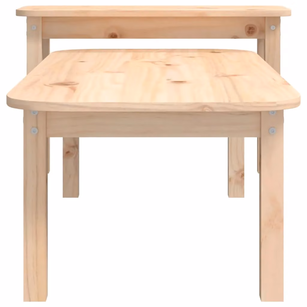 Berkfield Home 2 Piece Rustic Solid Wood Pine Coffee Table Set in Brown – 2