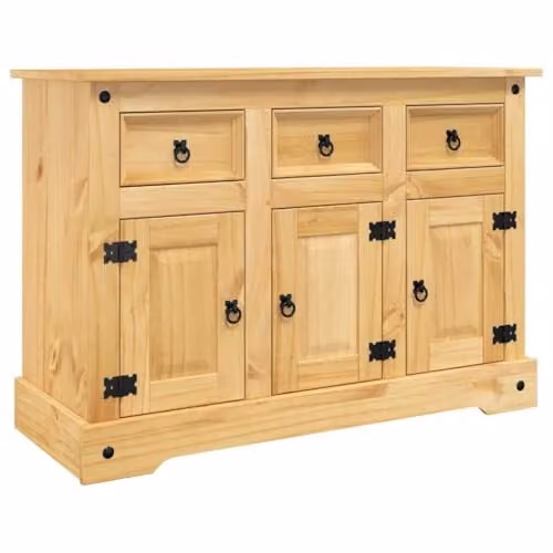 vidaXL Corona Brown Sideboard in Solid Mexican Pine, W/D/H: 112 x 44 x 78 cm