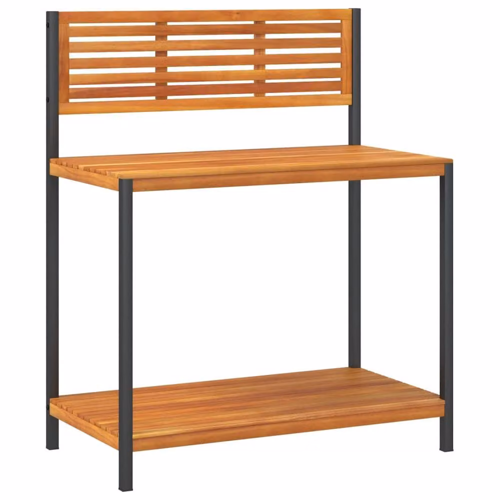 Berkfield Home Garden Work Table in Brown Acacia Wood and Steel, W/D/H: 90 x 50 x 110 cm – 2