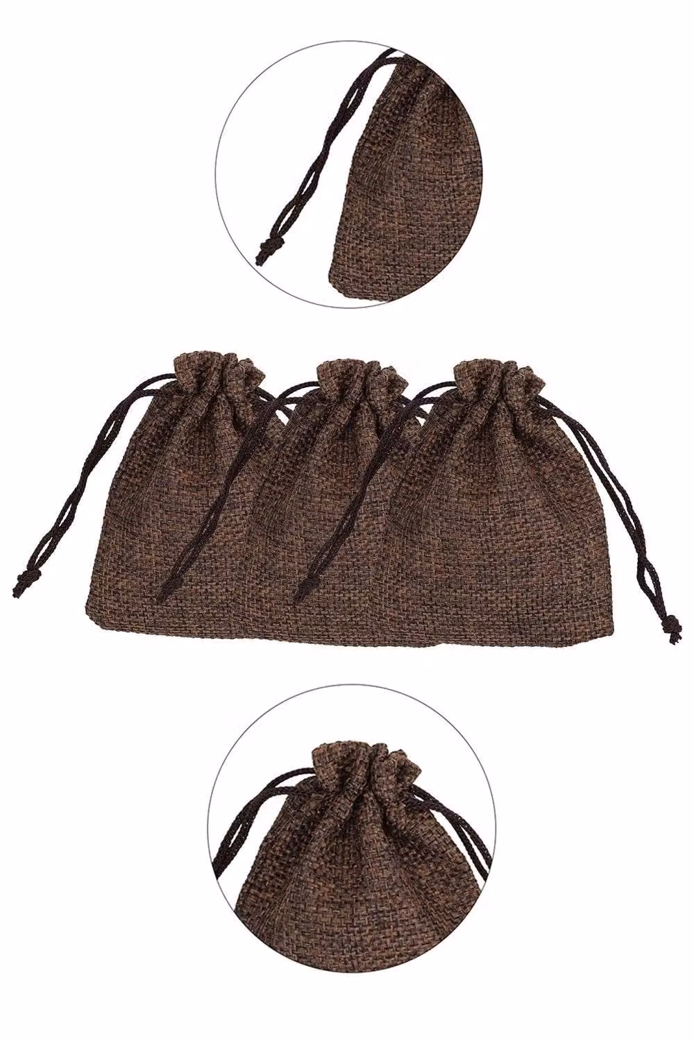 Neel Blue 10pcs Jute Burlap Drawstring Gift Bags in Khaki, W/H: 7 x 9 cm – 3