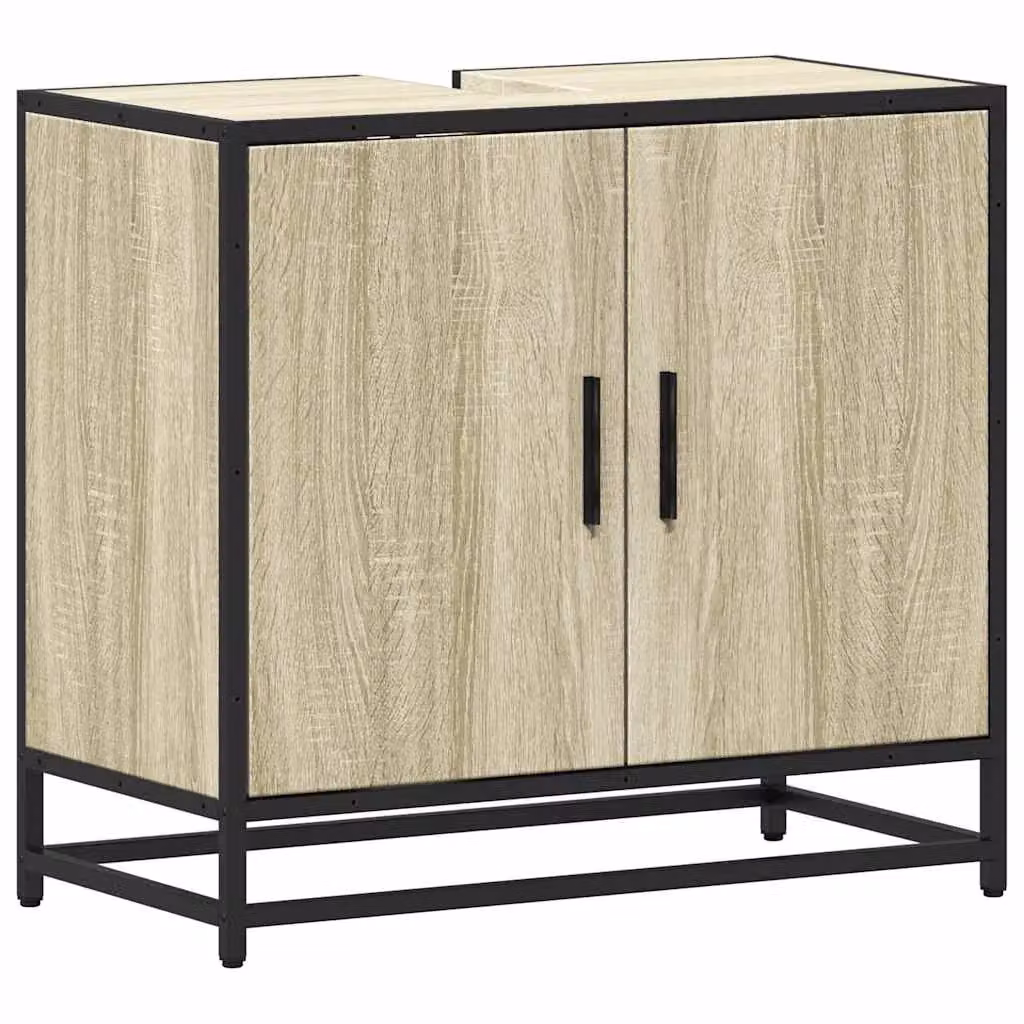 Berkfield Home Sonoma Oak Bathroom Sink Cabinet in Brown, W/D/H: 65 x 33 x 60 cm – 2