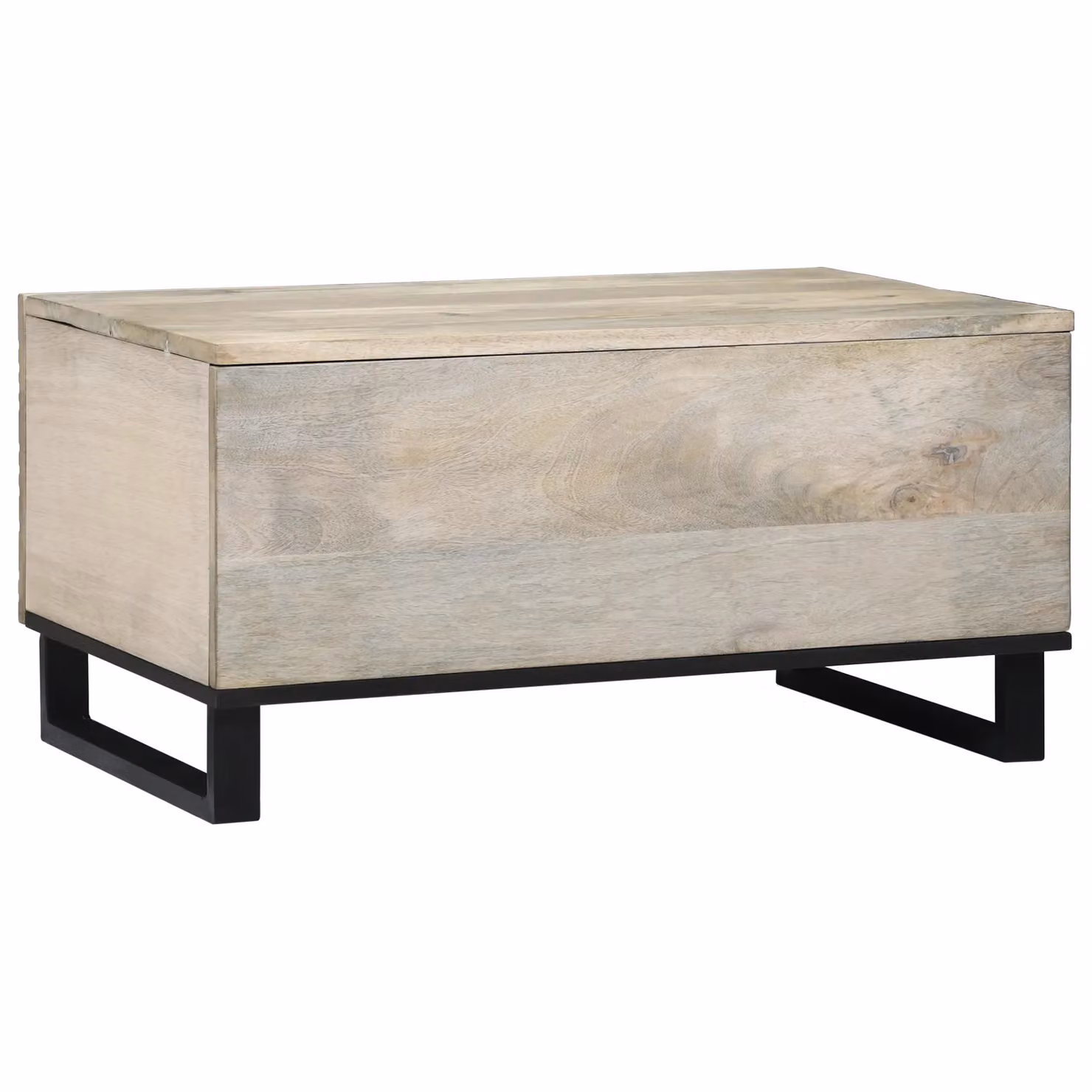 Berkfield Home Rectangular Coffee Table in White and Black Solid Mango Wood, W: 80 cm, D: 50 cm, H: 40 cm – 3