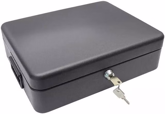 SPETLEK 12 Inch Fireproof Security Lock Box and Cash Chest in Black – 1