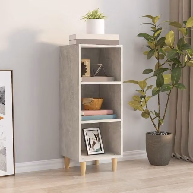 Berkfield Home Sideboard in Concrete Grey, Engineered Wood, W/D/H: 34.5 x 32.5 x 90 cm – 1