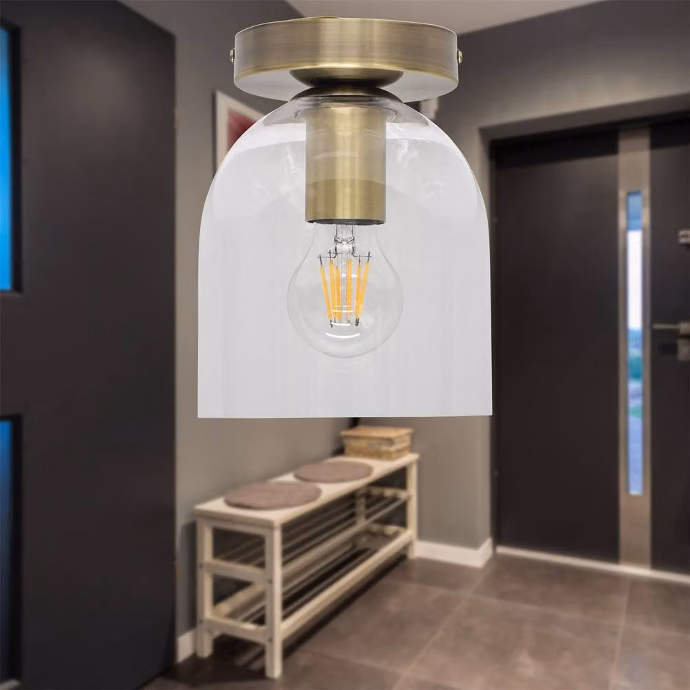First Choice Lighting Belten Clear Glass Cloche Ceiling Light Fitting in Gold/Brass – 2