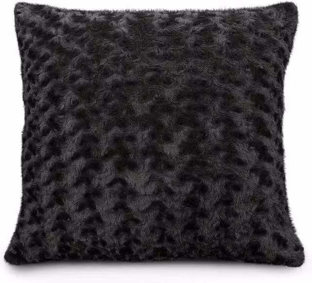 Velosso Posy Chenille Filled Square Cushion in Charcoal Grey, W/D/H: 43 x 43 x 43 cm