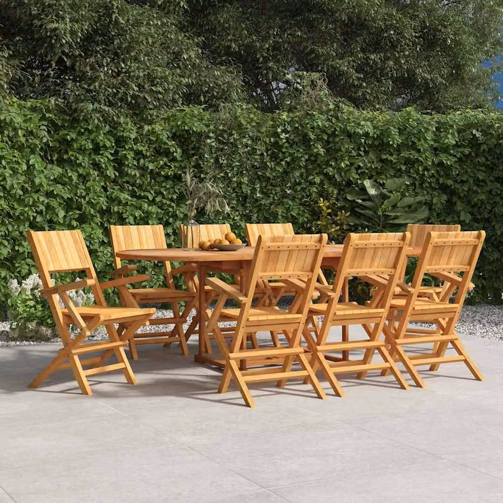 Berkfield Home Set of 8 Folding Garden Chairs in Brown Solid Teak Wood, W/D/H: 55 x 61 x 90 cm – 2