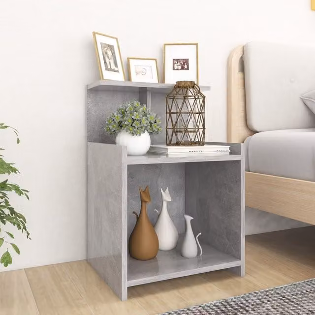 Berkfield Home Bedside Cabinet in Concrete Grey, W/D/H: 40 x 35 x 60 cm