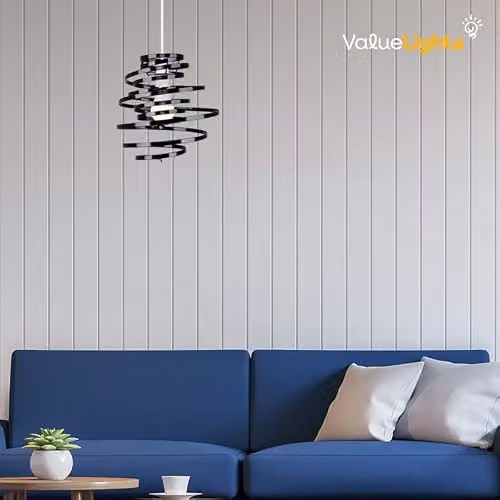 MiniSun Contemporary Copper Metal Double Ribbon Spiral Ceiling Pendant Light, Shade Width: 30 cm – 2