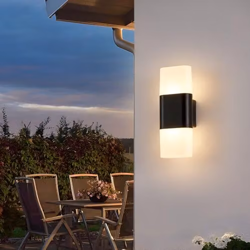 Harper Living LED Outdoor Wall Light, 12W Warm White Up and Down Exterior Lamp, IP65 Weatherproof Aluminium Security Light in White – 3