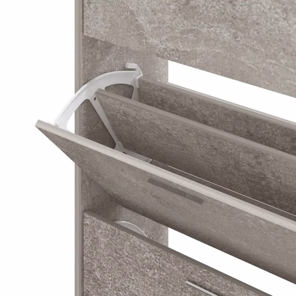Berkfield Home Concrete Grey Shoe Cabinet with Tilting Compartments, W: 63 cm, D: 24 cm, H: 147 cm – 2