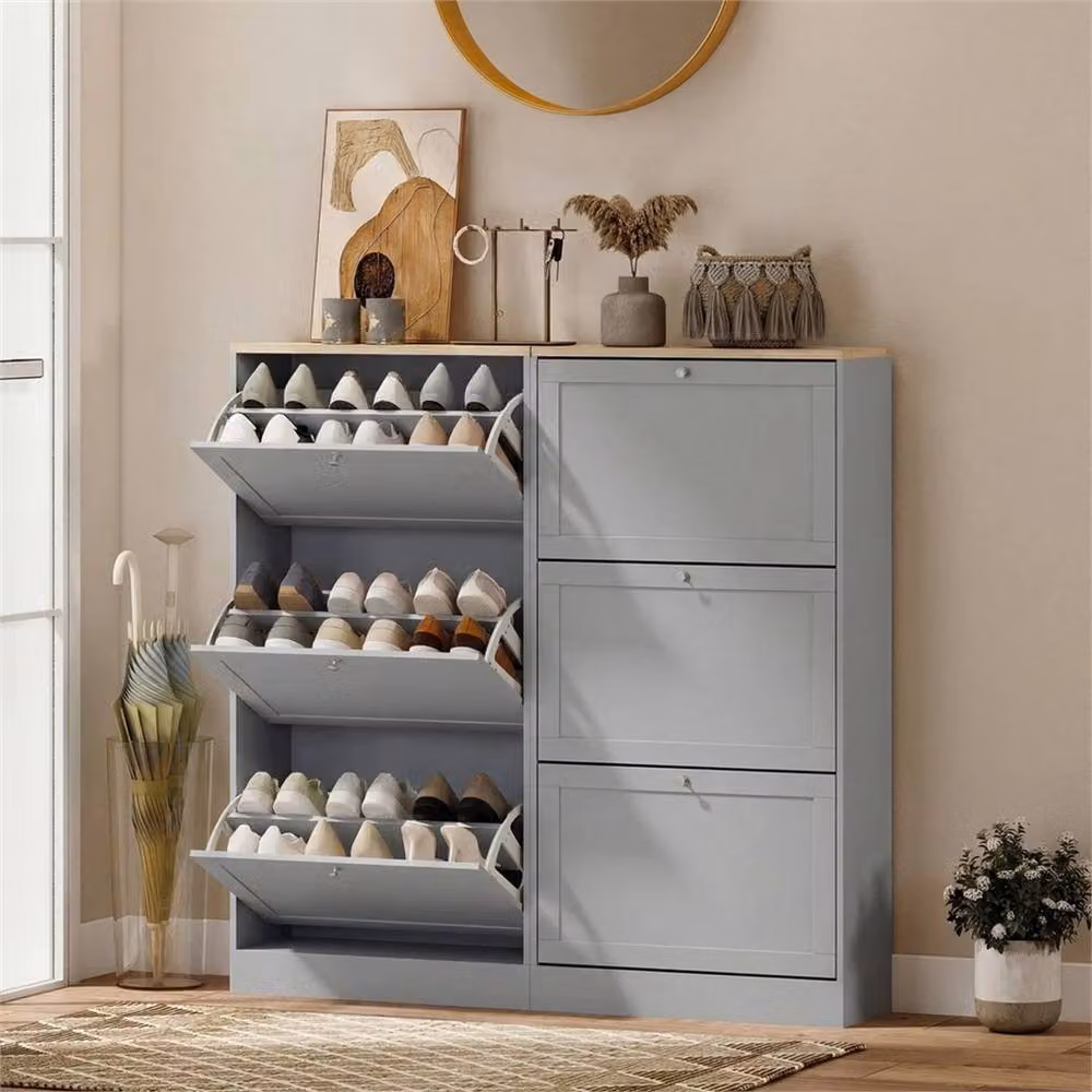 Nordara Modern Wall Mounted Grey Shoe Cabinet with Tilting Compartments W/D/H: 115 x 60 x 23.5 cm – 3