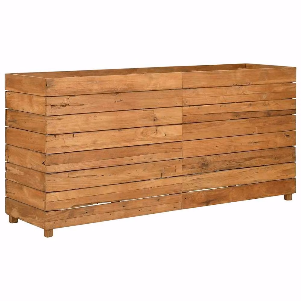 Berkfield Home Raised Bed in Brown Solid Teak Wood and Steel, W/D/H: 150 x 40 x 72 cm – 2