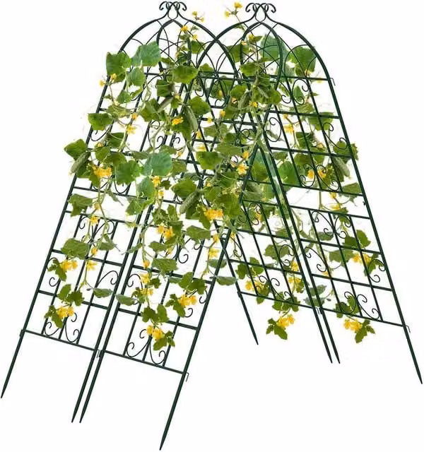 SPETLEK 4 Pack Green Galvanised Metal Garden Trellis for Climbing Plants, Height: 180 cm, Width: 50 cm