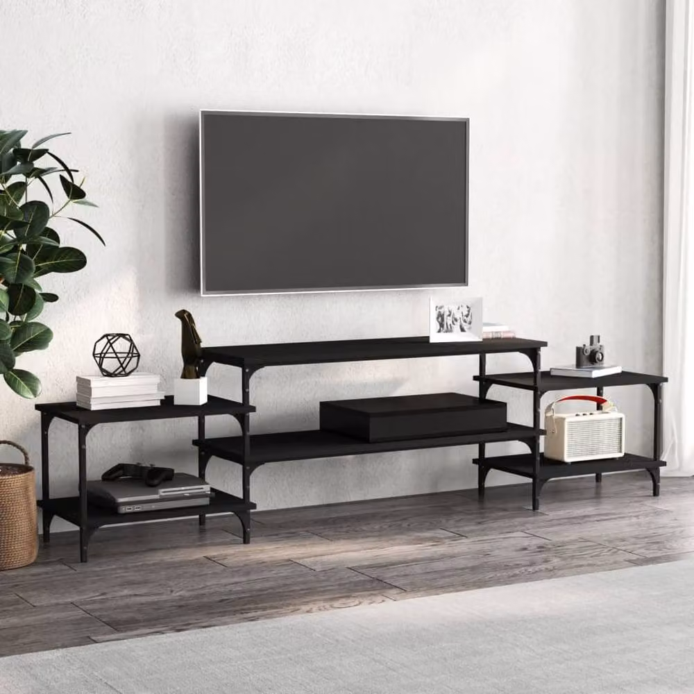 Berkfield Home Modern Black TV Cabinet in Matt MDF, W/D/H: 197 x 35 x 52 cm – 2