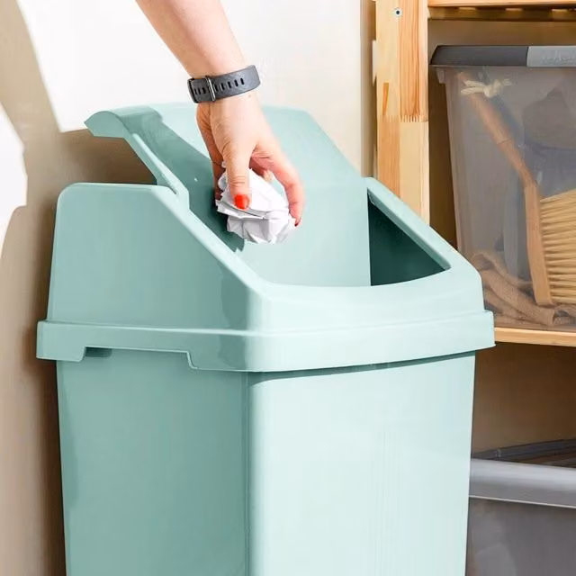 Wham 3 Piece Green Kitchen Bin Set with 50l Flip Lid