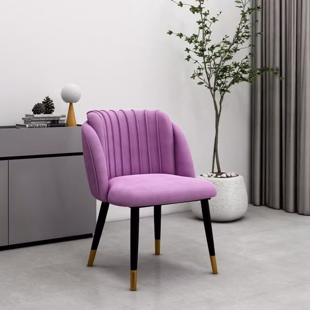 Life Interiors Milano Velvet Dining Chair in Purple with Gold Metal Accents
