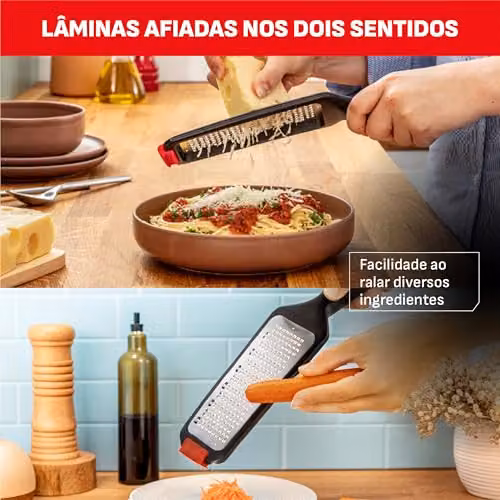 Tefal Ingenio K2070714 Fine Grater with Multiple Stainless Steel Blades and Silicone Pad, Black and Red – 2