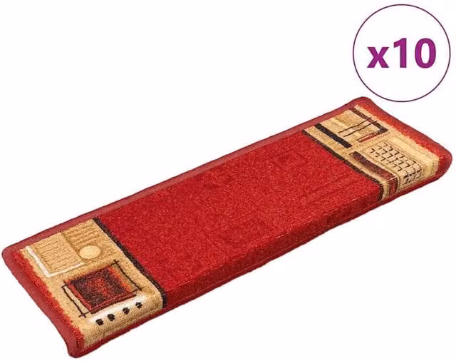 Berkfield Home Self-adhesive Stair Mats, 10 Pieces, Red, W/D/H: 65 x 21 x 4 cm