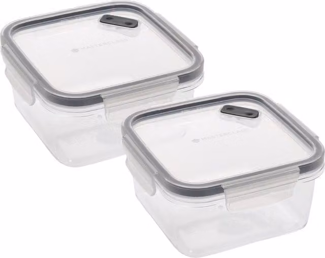 MasterClass Eco-Snap Set of 2 Recycled Plastic Food Containers, 1.4 l, White and Transparent